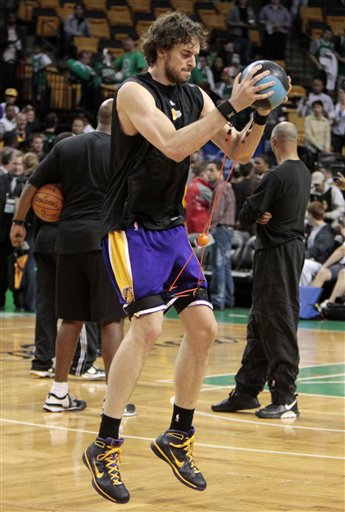 Pau Gasol Partakes in Some Wild Stretching Routine Before Losing to Celtics