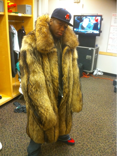 Nate Robinson in the Doghouse With PETA After Posing in Oversized Fur Coat