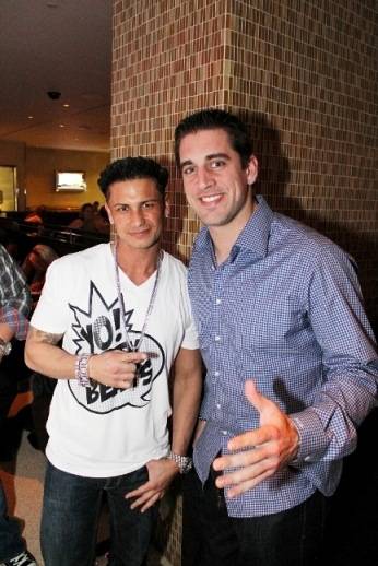 'Jersey Shore' Star Pauly D Fist Pumps With Super Bowl MVP Aaron Rodgers in Las Vegas