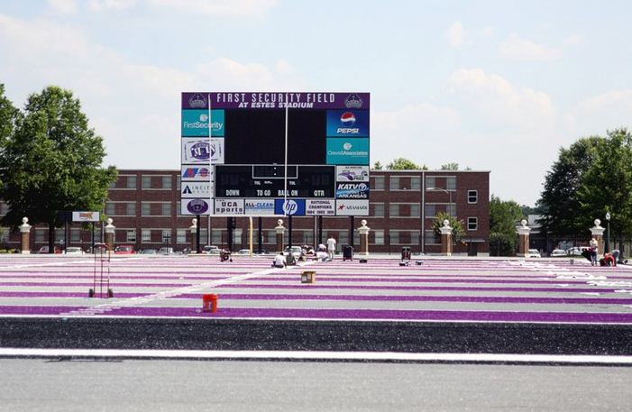 University of Central Arkansas Bears Install Purple and Gray Football Field (Photos)