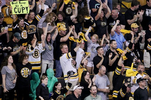 Vancouver Green Men Mope in Their Seats at TD Garden, Ignored by Celebrating Bruins Fans