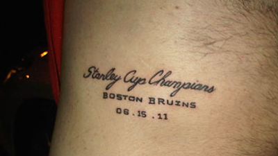 Brad Marchand Admits 'Stanley Cup Champions' Tattoo Was Originally Misspelled as 'Champians'