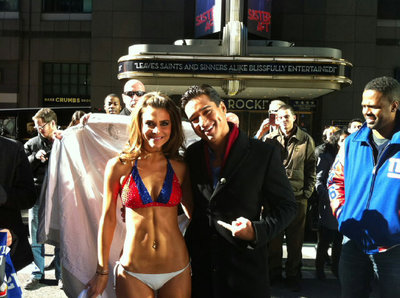Maria Menounos Wears Giants Bikini in Times Square to Pay Off Super Bowl Bet (Photo)