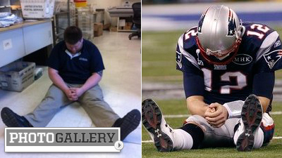 'Bradying' Craze Replaces 'Tebowing' Following Patriots' Super Bowl XLVI Loss to Giants (Photos)