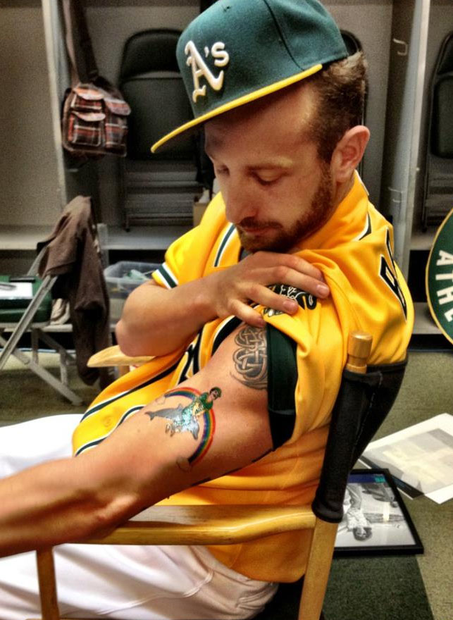 Dallas Braden Tattoo Features Rollie Fingers Riding Dolphin, But Is It Real? (Photo)