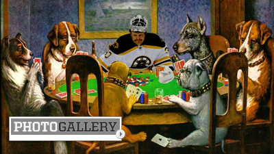 Photochop Winners: Tim Thomas Plays Poker With Dogs, Gets Tires Pumped While Bruins Visit White House (Photos)