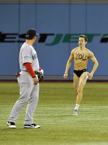 Streaker With 'YOLO' Written Across Chest Invades Red Sox-Blue Jays Game at Rogers Centre (Video)