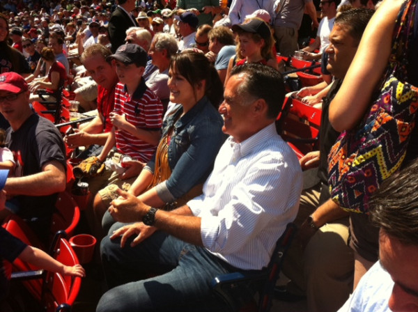 Mitt Romney Soaks Up Fenway Park Atmosphere During Red Sox-Rays Patriots' Day Clash (Photo)