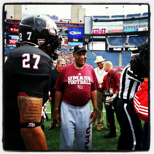 Bill Cosby Sits in Enormous Inflatable Chair While Supporting UMass at Gillette Stadium (Photos)