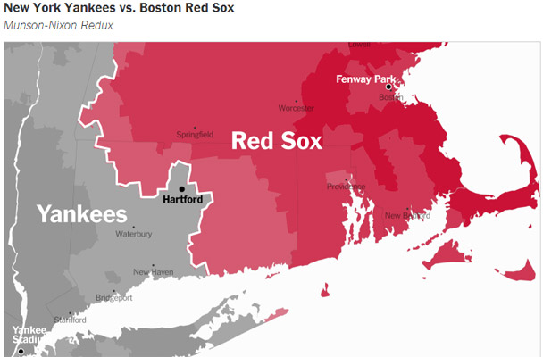 Interactive Map Shows Border Between Red Sox, Yankees Fans (Photo) 