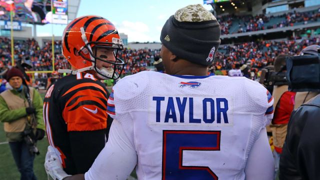 Cincinnati Bengals quarterback Andy Dalton and Buffalo Bills quarterback Tyrod Taylor
