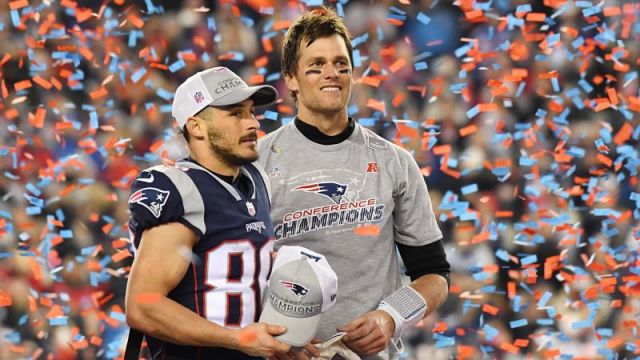New England Patriots quarterback Tom Brady and wide receiver Danny Amendola
