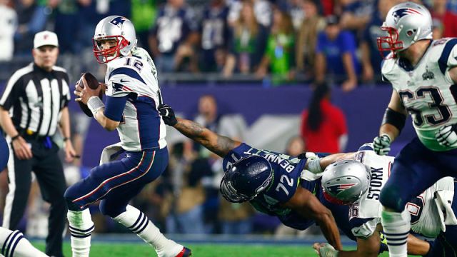 New England Patriots quarterback Tom Brady and Seattle Seahawks defensive end Michael Bennett
