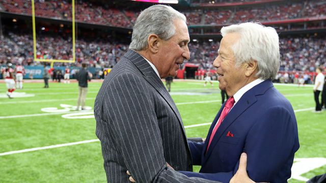 Atlanta Falcons owner Arthur Blank and New England Patriots owner Robert Kraft