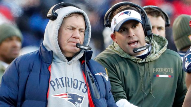 New England Patriots head coach Bill Belichick and offensive coordinator Josh McDaniels