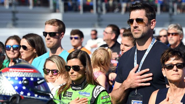 NASCAR driver Danica Patrick and Green Bay Packers quarterback Aaron Rodgers