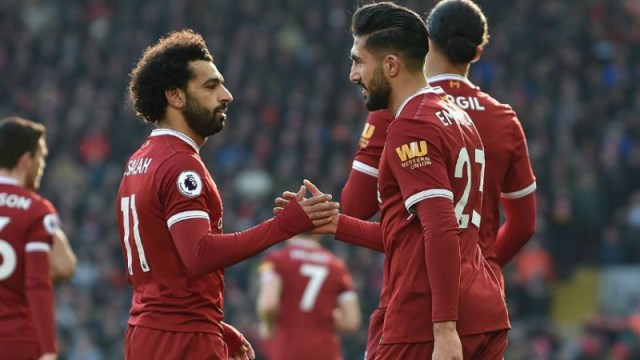 Liverpool's Mohammed Salah and Emre Can