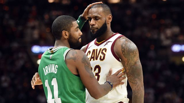 Boston Celtics guard Kyrie Irving and Cleveland Cavaliers forward LeBron James