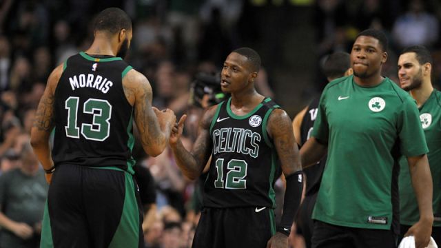 Boston Celtics forward Marcus Morris and guard Terry Rozier