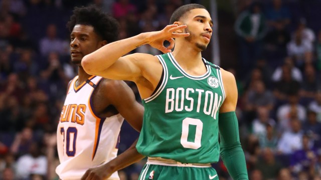 Boston Celtics forward Jayson Tatum and Phoenix Suns forward Josh Jackson