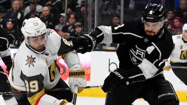 Vegas Golden Knights forward Alex Tuch and Los Angeles Kings defenseman Drew Doughty