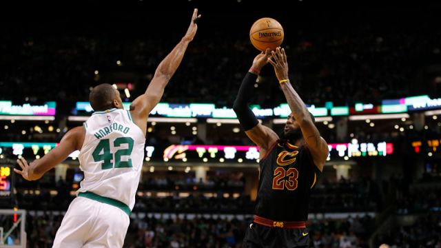 Boston Celtics forward Al Horford and Cleveland Cavaliers forward LeBron James