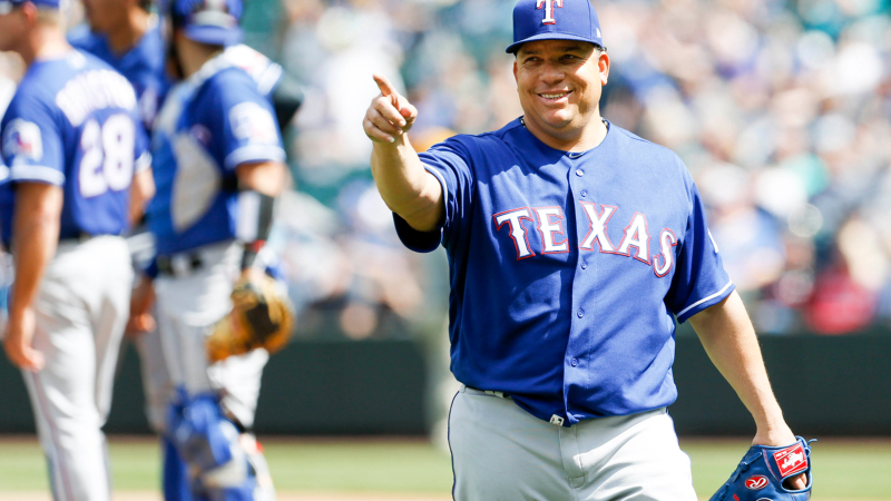 Rangers' Bartolo Colon takes a 102-mph line drive to the stomach, laughs it  off - Los Angeles Times