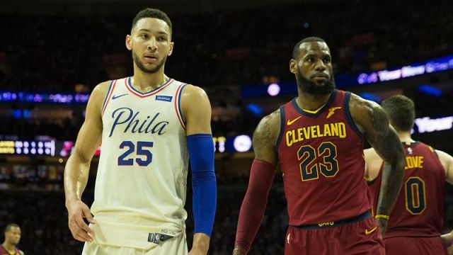Philadelphia 76ers guard Ben Simmons and Cleveland Cavaliers forward LeBron James