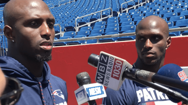 New England Patriots defensive backs Devin and Jason McCourty
