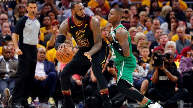 LeBron James posts up Terry Rozier