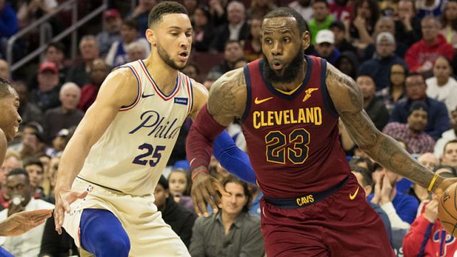 Cleveland Cavaliers forward LeBron James and Philadelphia 76ers guard Ben Simmons