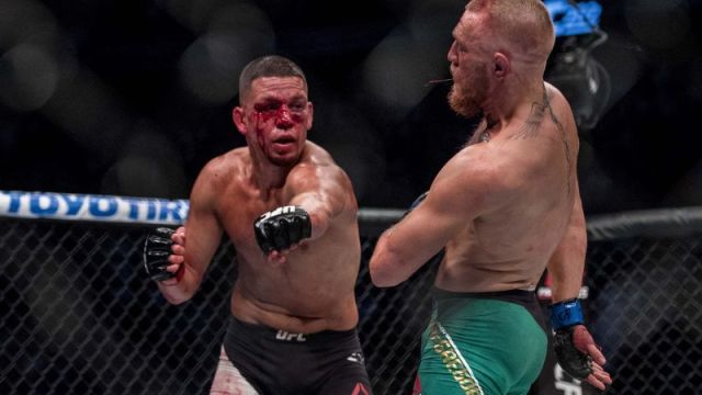 Nate Diaz fighting Conor McGregor
