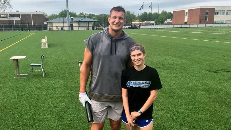 Watch Rob Gronkowski Play Field Hockey With Fan At His Old High School