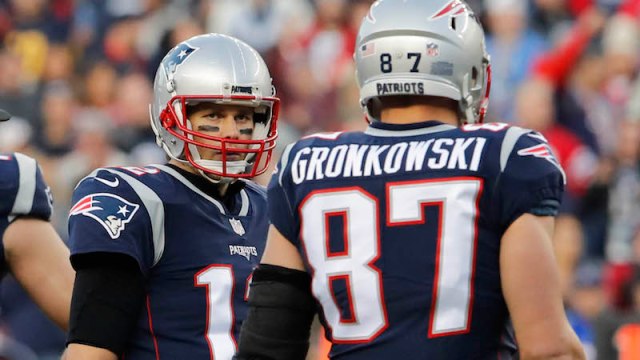 New England Patriots quarterback Tom Brady and former tight end Rob Gronkowski