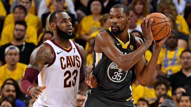 Cleveland Cavaliers forward LeBron James and Golden State Warriors forward Kevin Durant