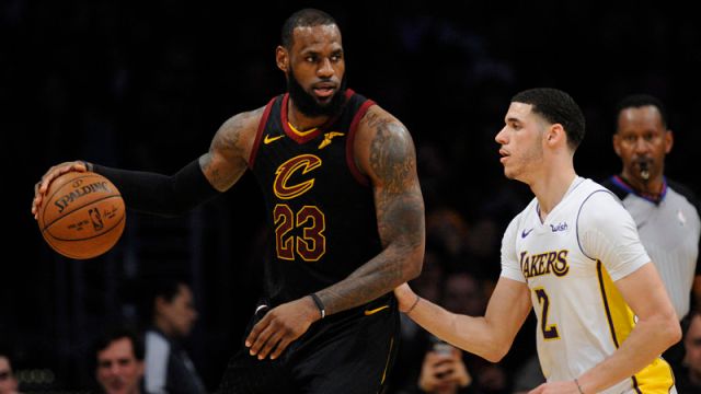Cleveland Cavaliers forward LeBron James and Los Angeles Lakers guard Lonzo Ball