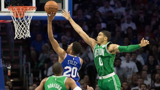 Philadelphia 76ers guard Markelle Fultz and Boston Celtics forward Jayson Tatum