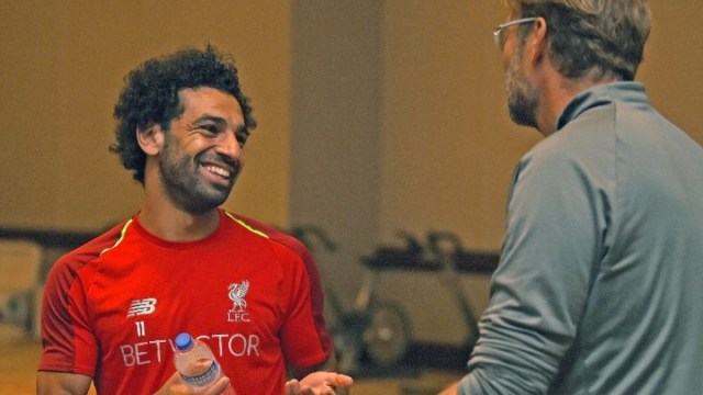 Liverpool forward Mohamed Salah (left) and manager Jurgen Klopp