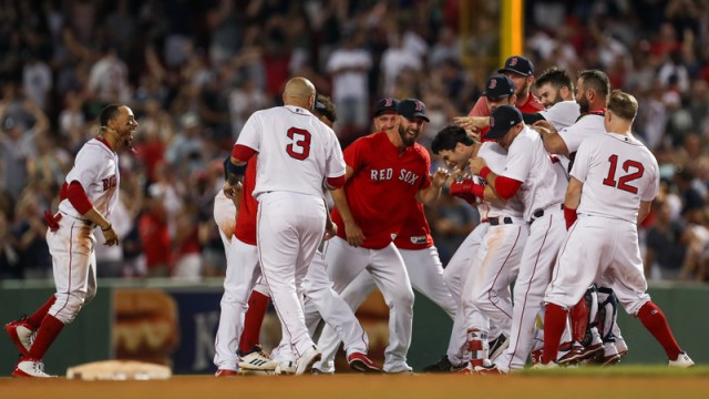 Boston Red Sox Celebrate Walk-Off Win Over New York Yankees