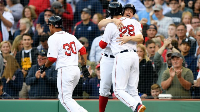 Boston Red Sox's Tzu-Wei Lin, Brock Holt And J.D. Martinez