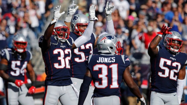 New England Patriots safety Devin McCourty and linebacker Kyle Van Noy