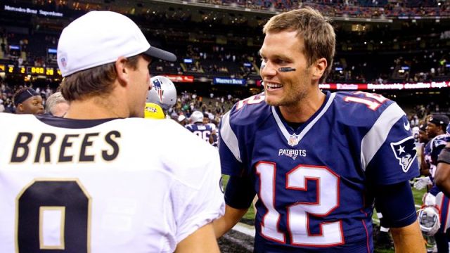 New Orleans Saints quarterback Drew Brees and New England Patriots quarterback Tom Brady