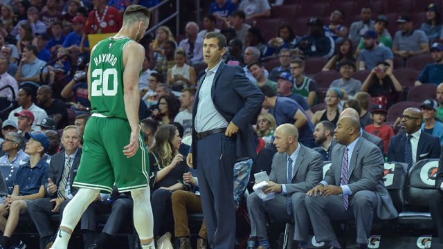 Boston Celtics forward Gordon Hayward and head coach Brad Stevens