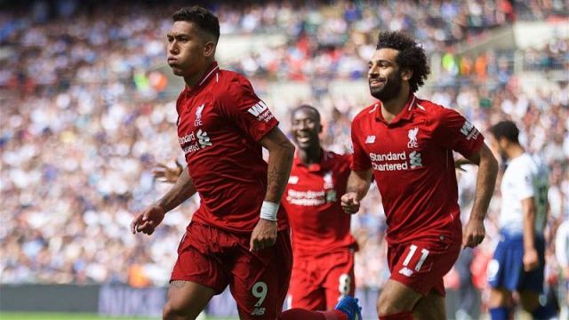 Liverpool's Roberto Firmino and Mohamed Salah