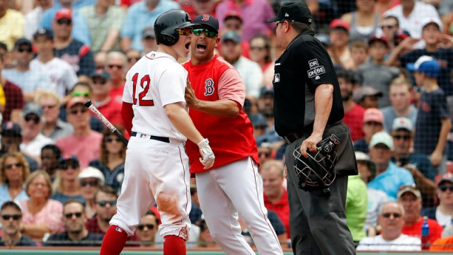 Former Boston Red Sox Utility Infielder Brock Holt And Manager Alex Cora