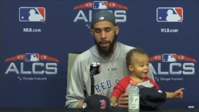 Boston Red Sox Pitcher David Price and his son Xavier