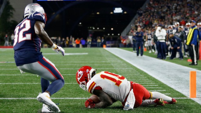 Patriots safety Devin McCourty, Chiefs wide receiver Tyreek Hill