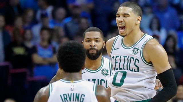 Boston Celtics forwards Jayson Tatum and Marcus Morris