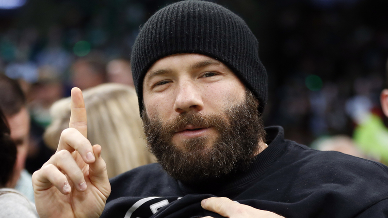 Boston Celtics - BLEED GREEN - Wide Receiver Julian Edelman, who wears  jersey number 11 for the Patriots, showed up to his postgame press  conference wearing Kyrie Irving's #11 Celtics jersey after