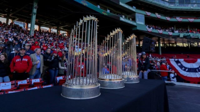 Red Sox World Series trophies